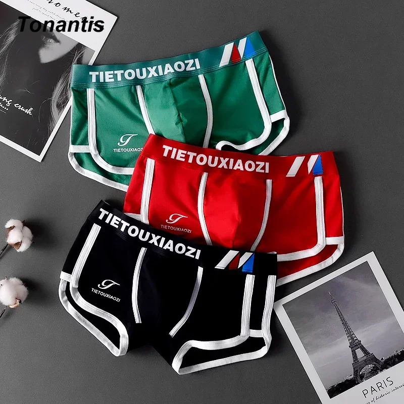 3Pcs/Set Korean Men\'s Panties Cotton Man Boxer Personality Low-waisted Men Underpants Youth Fashion Breathable Underwear M-XXXL