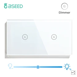 BSEED Double 1Gang 2Way Dimmer Touch Light Switch interruttori a parete con pannello in cristallo Touch Sensor dimmerabile Led Light Standard ue