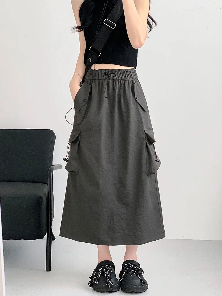 

American Retro Workwear Skirt High Waist Midi ey A-Line plus Size Women's Faion Full Body Skirts