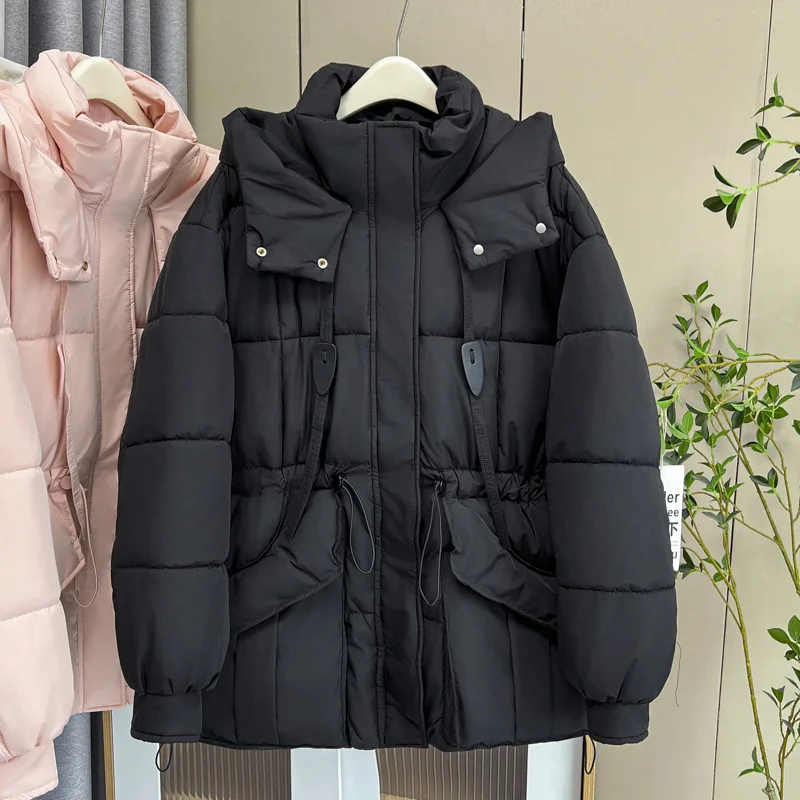 Plus Size Women Parka Winter New Loose Sweet Fashion Oversized Hooded Thicken Warm cotton-padded Coat