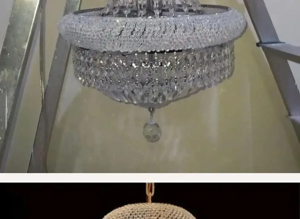 

Modern French Empire Gold Chrome Lighting Crystal Chandelier Light