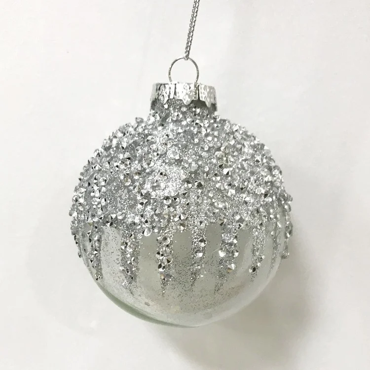 8cm transparent diamond studded ball for Christmas glass foreign trade