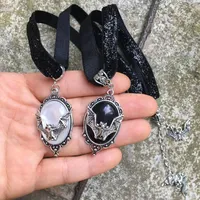 Подвеска На Шею Bat Necklace Vintage Gothic Oval Frame Pendant Necklace Mystic Jewelry Gift Accessories For Women And Girls