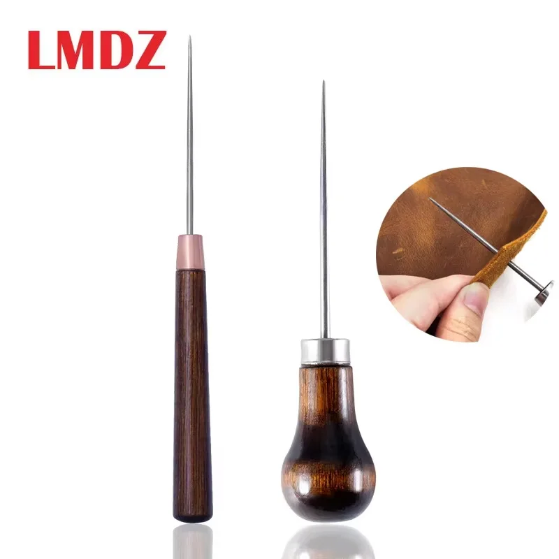 【セール中】Zxiixz 木製ハンドルの鋤、革パンチングツール、革用ストレート鋤、穴あけパンチ、革細工用ドリル、手縫い用鋤