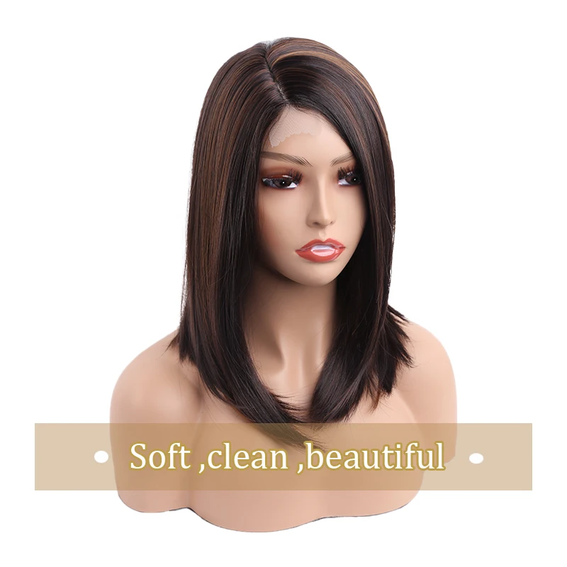 Amir Synthetic Long Straight Part Lace Wigs Brown Ombre Middle Part Wig for Women Heat Resistant Daily Cosplay Hair  Wigs