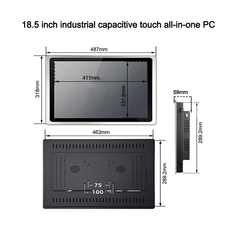 18.5 Inch Embedded Industrial All-in-one Machine Capacitive Touch Screen Intel Core i3/i5/i7 3 Generation With WiFi Module