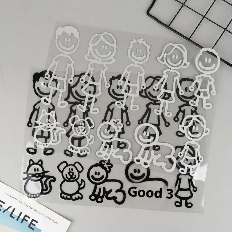 

10/20/30Pcs Reflective Car Stickers Interesting Cartoon Family Members Stickers Automobiles Exterior Decals Accessories