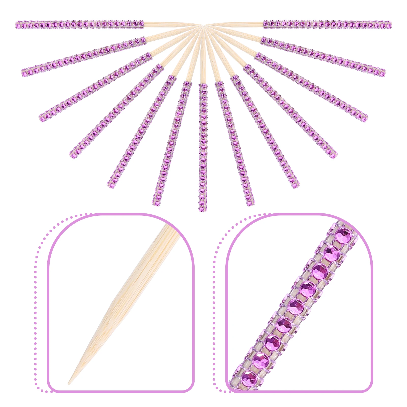 

24pcs Sticks Rhinestone Rhinestone Cake Stick Apple Party Accessories Wood Candy Canes Candy Stick Baking Tools Cake Pops