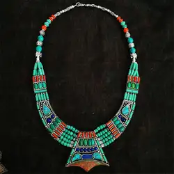 BOHO Vintage Necklaces Collection Copper Inlaid Big Pendant Necklaces Ethnic Jewelry TNL161