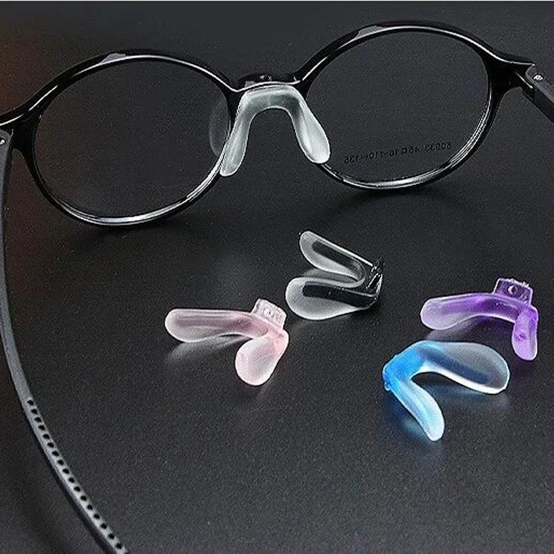 U silicone siamese siamese colorido saddle eyeglass almofadas de nariz macio para inserção em óculos translúcido anti-derrapante almofada de nariz