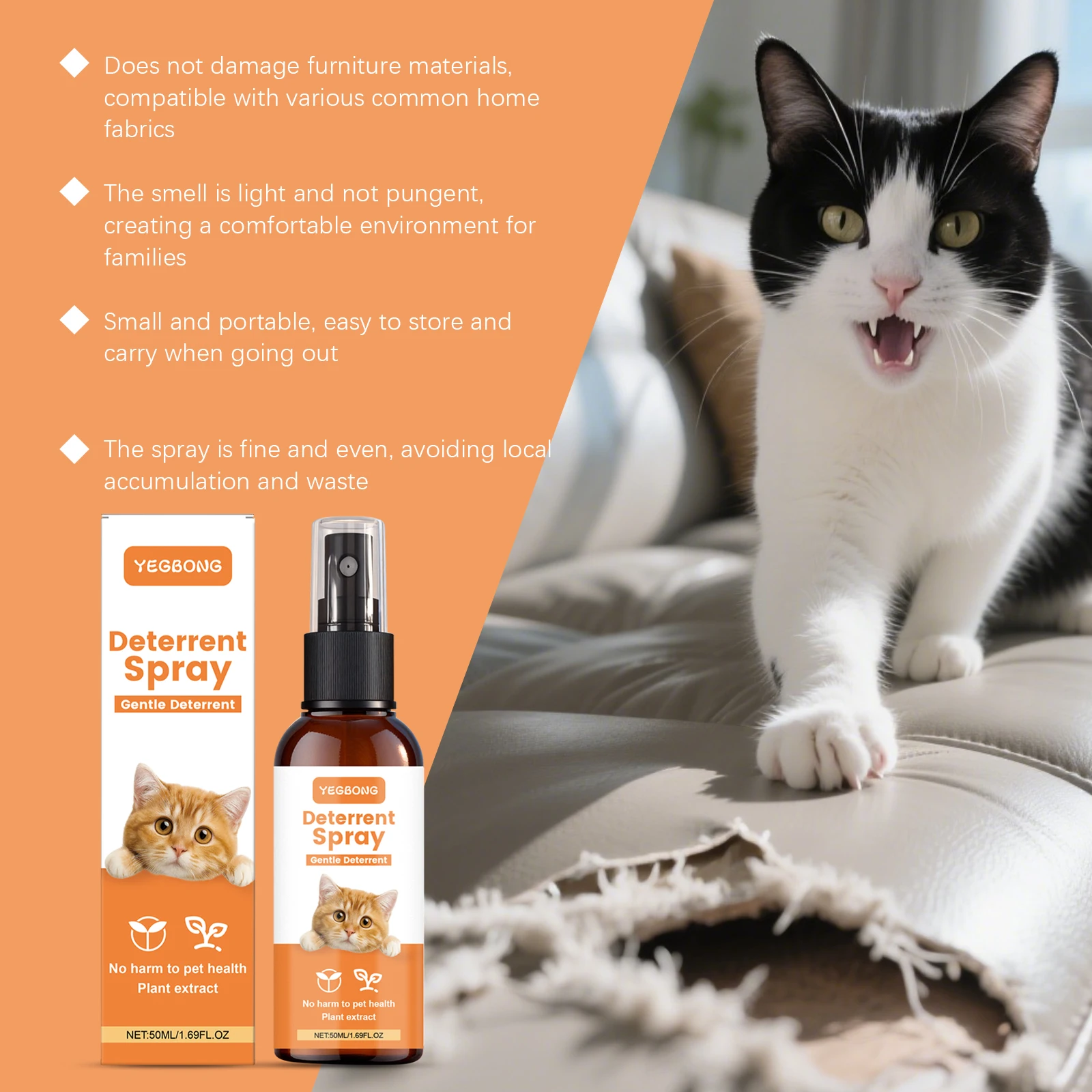 Cats Deterrent Sprays Plant Extracts Moisturizes Protects Reduce Pets Scratching Mild Formula Quick Dry Portables Training Spray