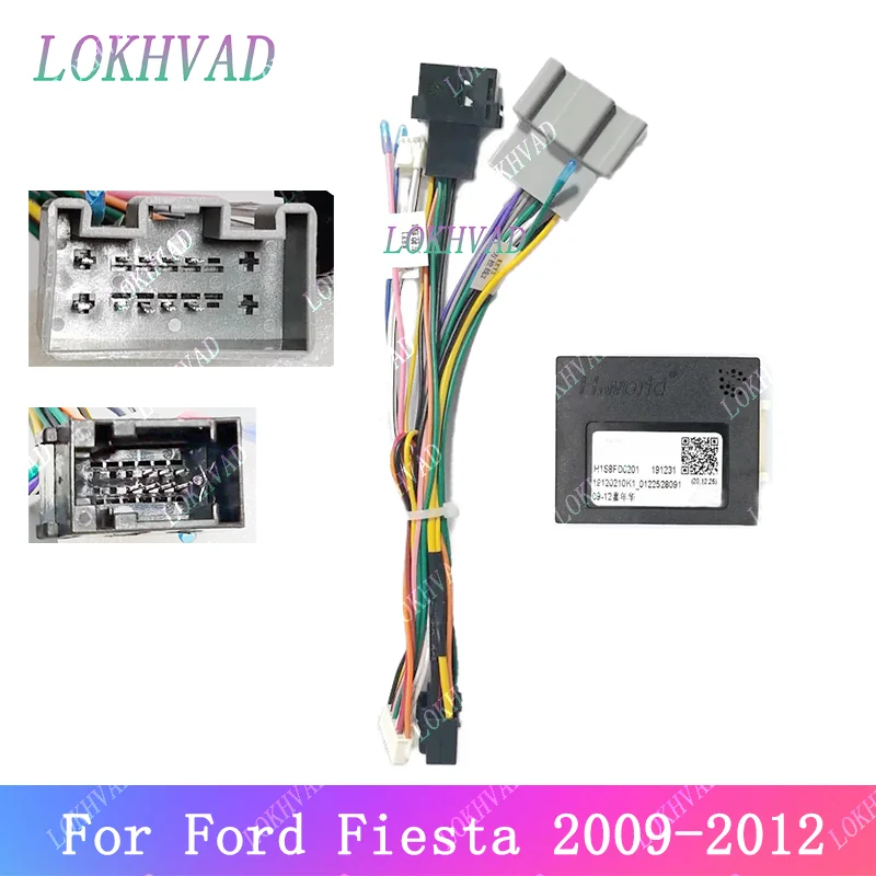 For Ford Fiesta 2009 - 2012 16Pin Harness Adapter Android Player Multimedia Stereo Cables Canbus Canbox DVD Radio GPS Power Cord