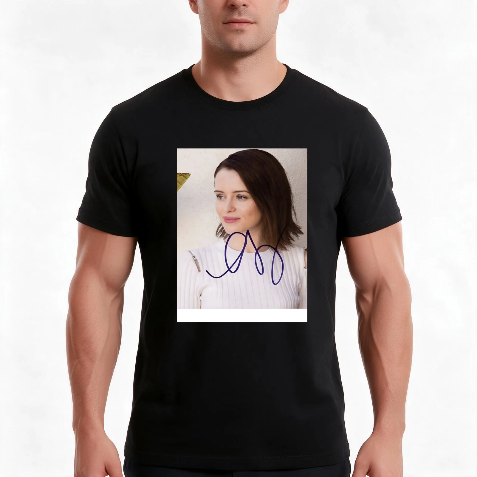 Claire Foy Autograph Baseball ? Sleeve T-Shirt, Summer Casual Cotton Tee, Oversized Streetwear Tops, Vintage Graphic Print