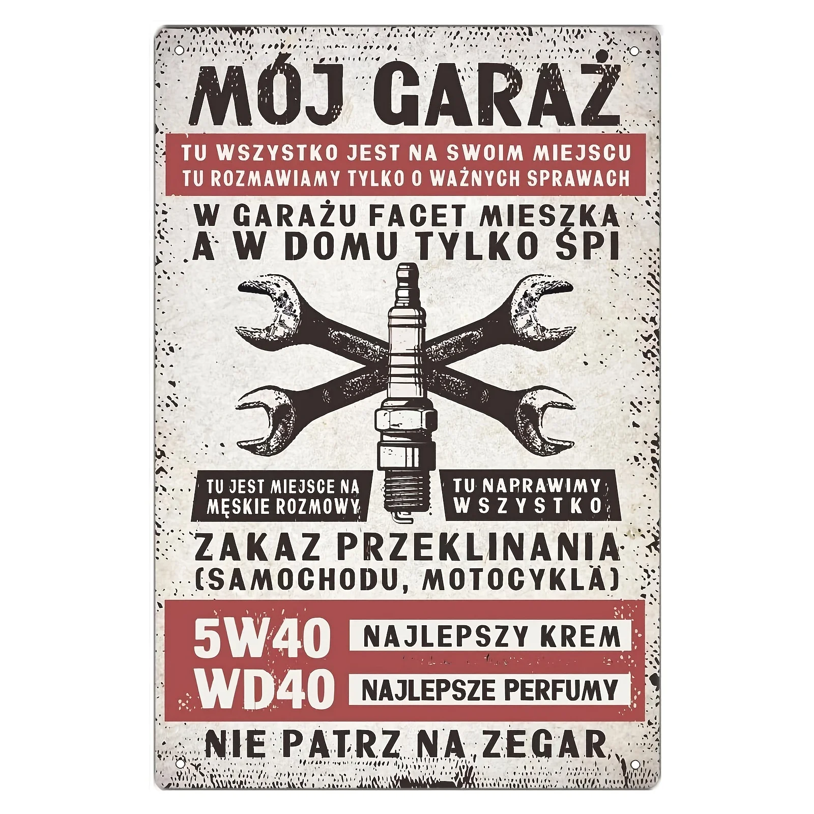 Vintage Happy New Year Metal Poster - Moj Garaz Swieca Lvk , Classic Iron Wall Art with Crossed Wrenches Design, Perfect for H