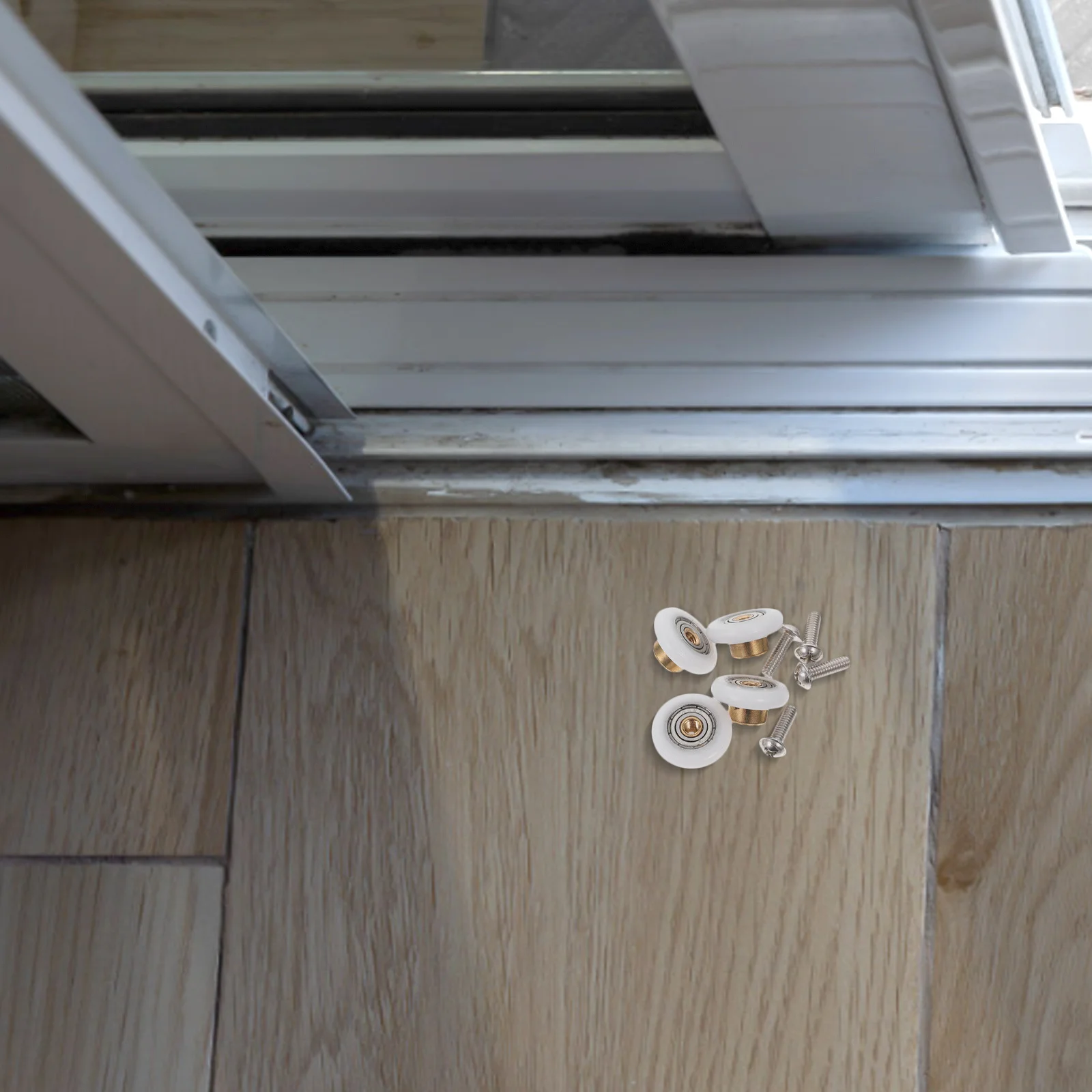 

4pcs Bathroom Glass Sliding Door Rollers Nylon Bearing Wheels Replacement Parts For Shower Enclosures Bottom Top Curved Roller