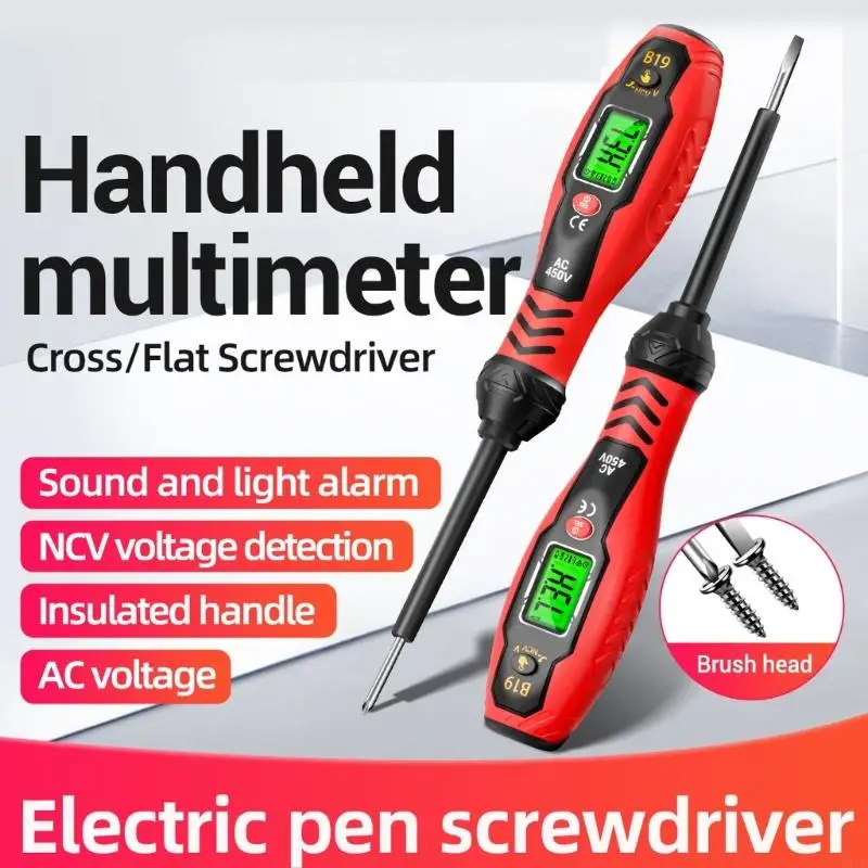 F1CF Non Contact Tester, 11V-450V Pen, Flashlight, Audible and Flashing LED Alarms, Electrical Screwdriver