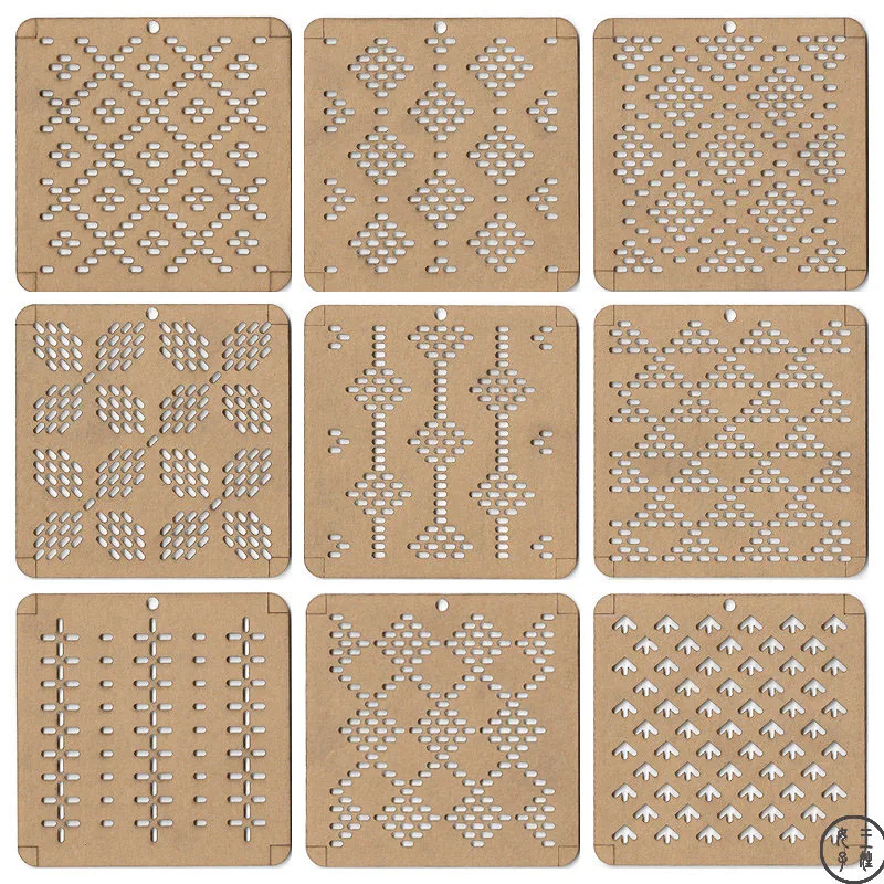 Acryl-Sashiko-Schablonen-Schablonen-Set für die Herstellung von DIY-Untersetzern – Stickerei-Zeichenwerkzeug mit geometrischen Mustern