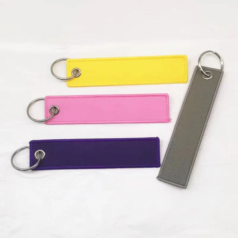 Minimalist Logo-free Fabric Double-sided Key chain with Stitched Edges Smooth Polyester Customizable Keyring