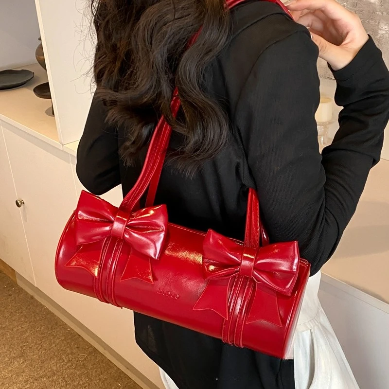 

Модная простая французская ниша с нежным бантом, маленькая женская сумка, новая тенденция, модная сумка на сто цилиндров, сумки через плечо Yankee