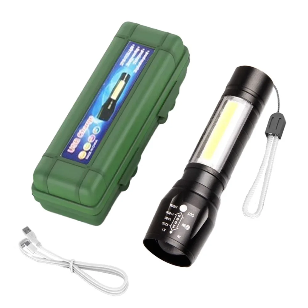 Aluminum Alloy Mini Super Bright Flashlight - Rechargeable, Portable, Zoomable LED Searchlight for Home & Emergency Use
