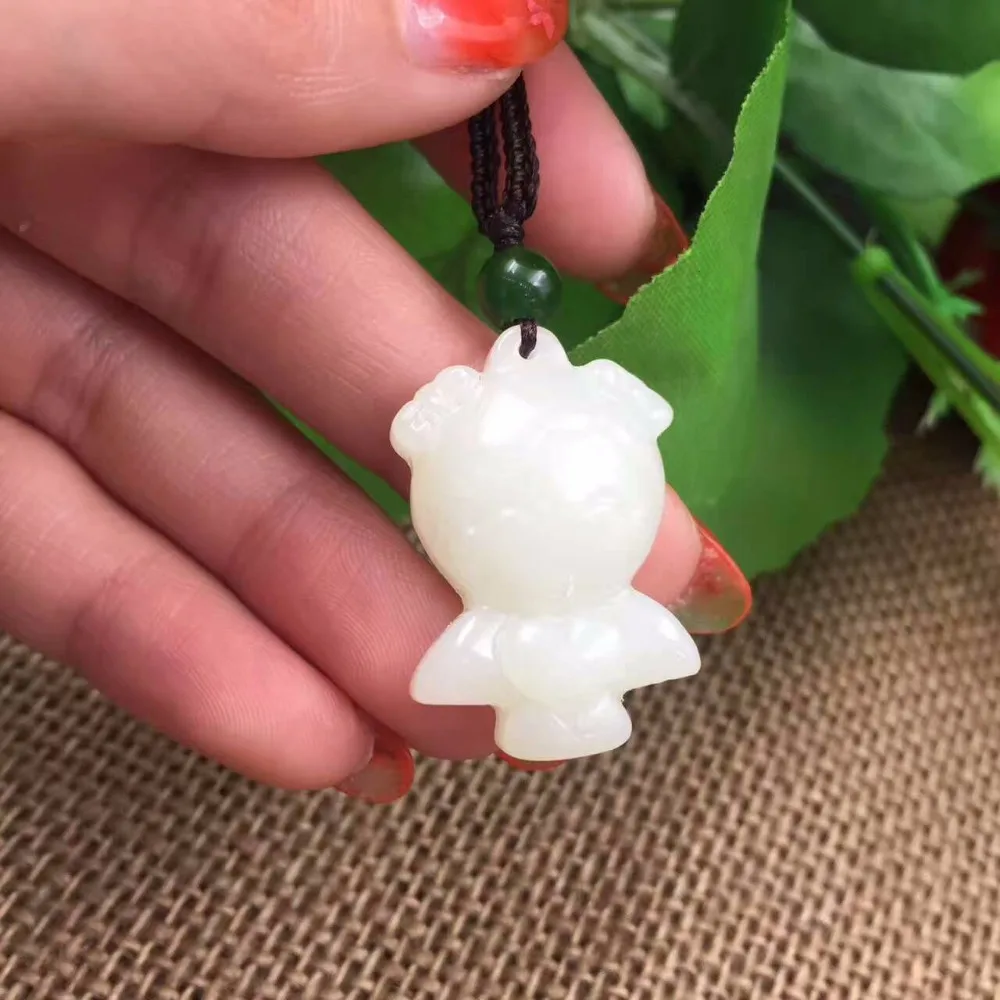 Engraved Hetian Jade Baby  Angel Pendant DIY Jewelry