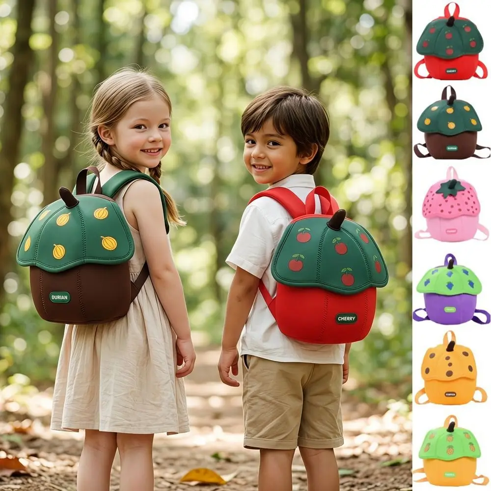 Double Shoulder Fruits Mushroom Backpack Schoolbag Large Capacity Kindergarten Backpack Cartoon Korean Style Children School Bag