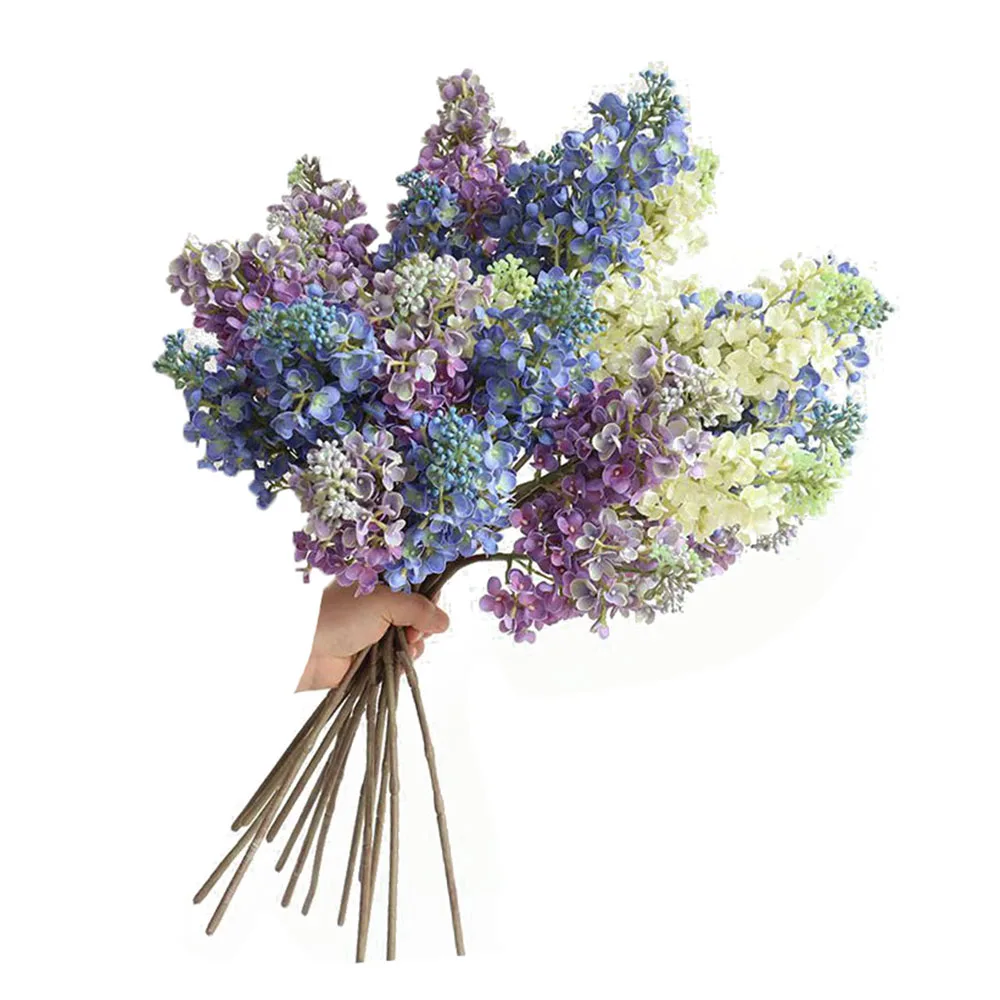 

3 Pcs Gradient Colour Wedding Hydrangea 3D Plastic Long Lilac Artificial Flower 64cm Home Decoration Arrange Flowers