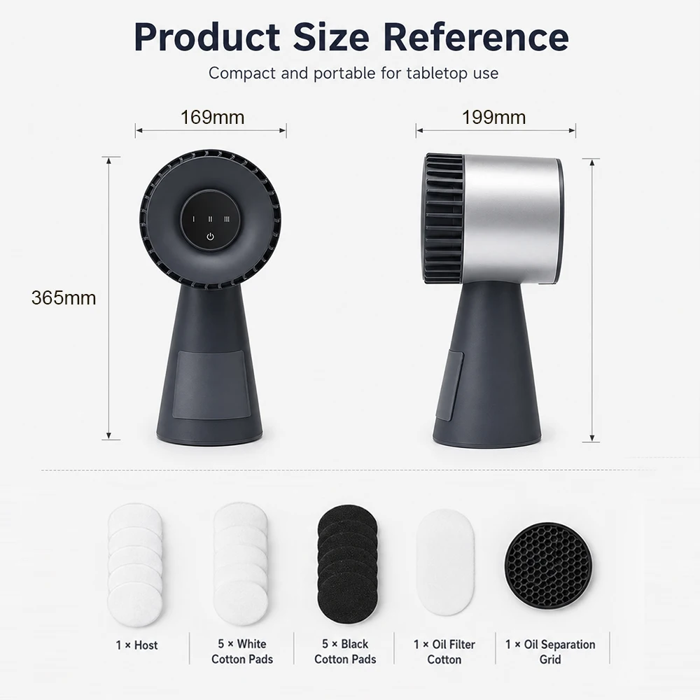 SIHAO Portable Desktop Range Hood Rechargeable Air Filter Kitchen Exhaust Fan for BBQ Hot Pot Indoor Cooking Tabletop