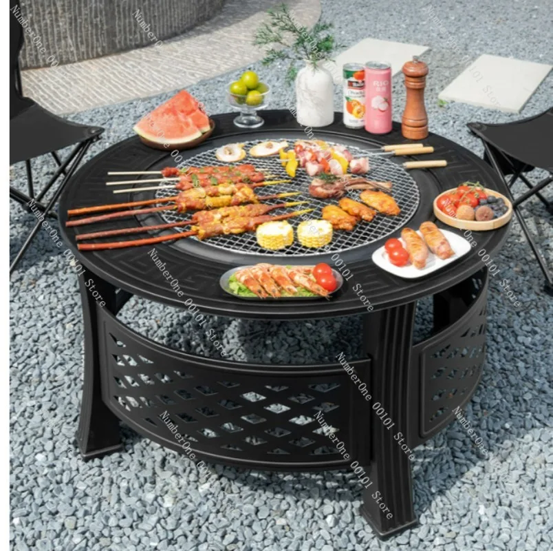 

New 800CM winter courtyard fireplace tea table 4-6 outdoor fire tea table