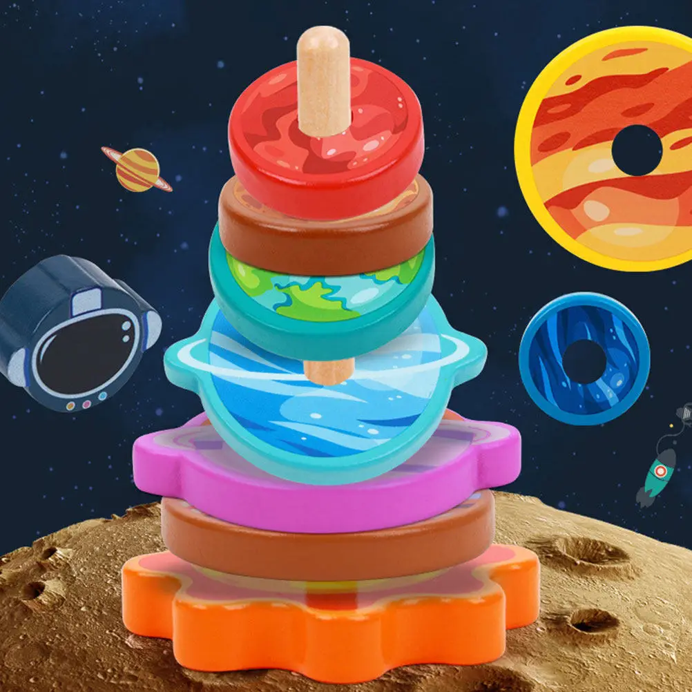 1Set Colorful Stacking Ring Baby Physical Intellectual Skill Development Early Learning Game Interactive Ring Toddler