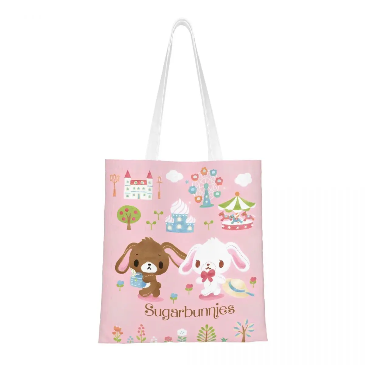 

Unisex Cute Sugarbunnies Sugar Rabbit Tote Bags Large Capacity Grocery Bag for Student Handbags