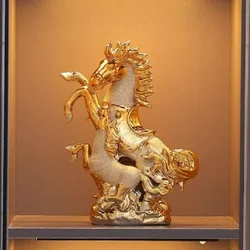 Gold Mother and Son Horse Home Room Decor Ceramic Crafts Porcelain Animal Figurines Wedding Decoration Lovers Gift