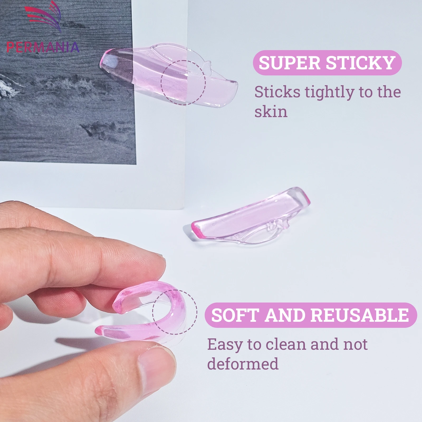 PERMANIA 4 Pair L Curl Silicone Eyelash Perm Pads Sticky Lashes Rods Shield Lifting 3D Eyelash Curler Accessories Makeup Tool