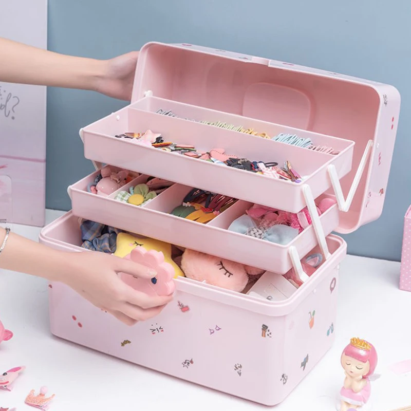 

Children's Hair Accessories Storage Box Baby Head Rope Hairpin Rubber Band Head Jewelry Dressing Cute Girl Jewelry Box Large Cap