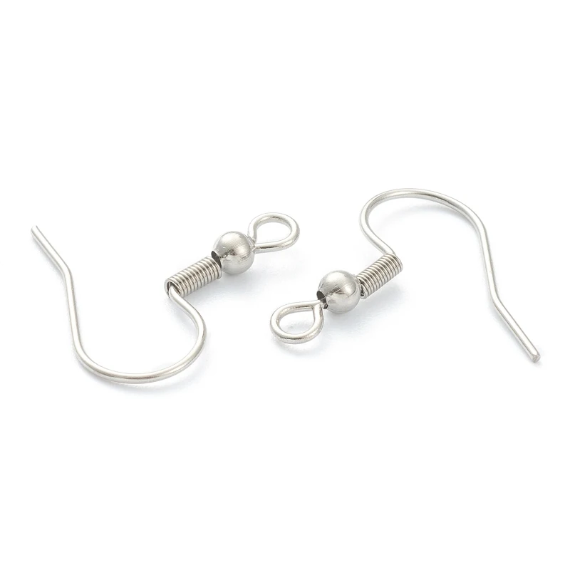 50pc 316 Surgical Stainless Steel Earring Hooks Ear Wire with Horizontal Loop Stainless Steel Color 19mm Hole: 2mm Pin: 0.6mm