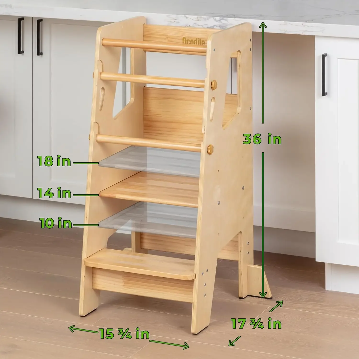 Standing Tower - Adjustable Height Toddler Kitchen Stool Helper - Ideal Kids Kitchen Step Stool for Learning New Skills - 2024 D