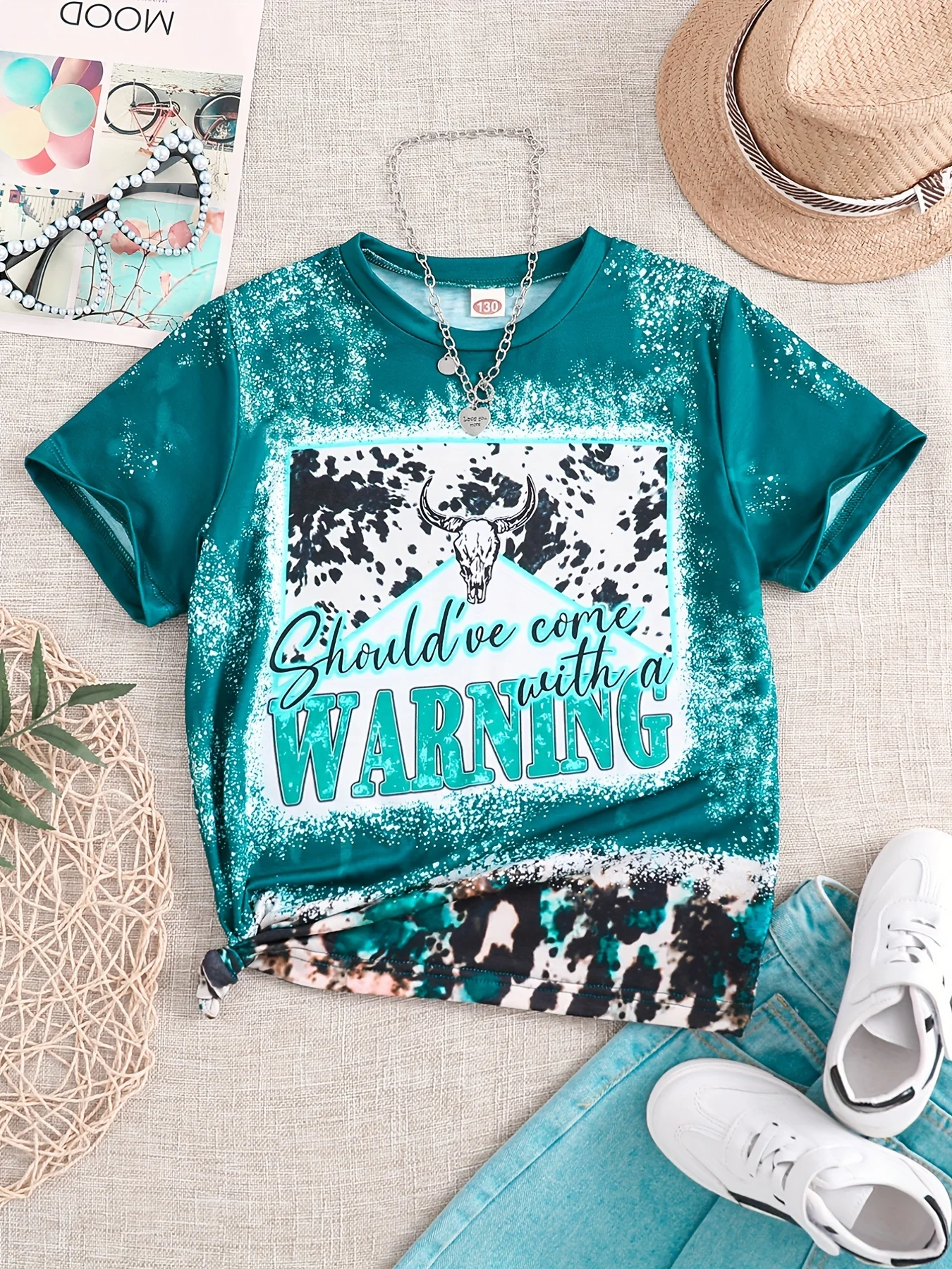 

2024 Kids Clothes Leopard Print Graphic Tee for Teen Girls Short Sleeve Children Tops Tee Round Neck Fashion Children's T-Shirts