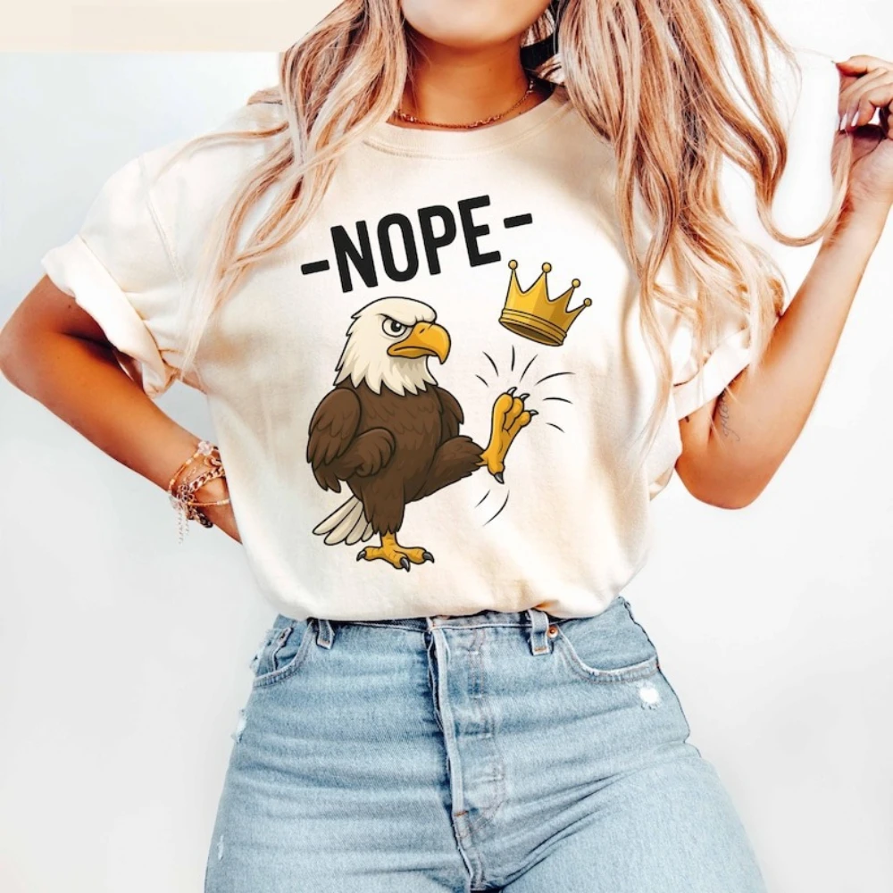 Geen koningen in Amerika Shirt Bald Eagle T-shirt Geen koningen Shirt Patriottisch shirt, 4 juli Protest Tee Mannen Vrouwen Katoenen T-shirts