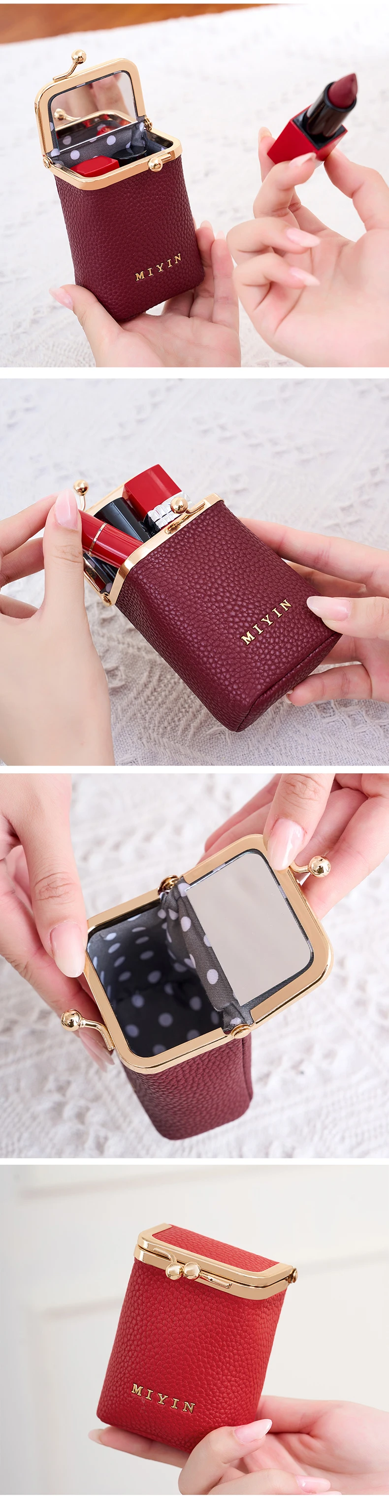 Leopardenmuster Lippenstift-Aufbewahrungstasche Mini Tragbare Mikrofaser-Leder Kosmetiktasche für Damen Einfache Schmuck-Kopfhörer-Münzbörse mit M – Detail 4