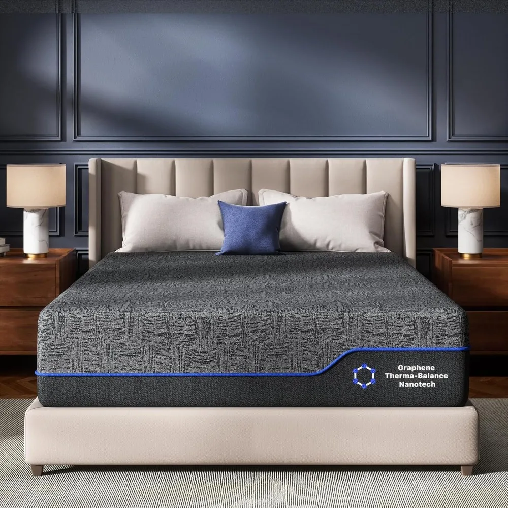 

Amada 14 Inch King Memory Foam Mattress, Medium Feel, Cooling Gel & Bamboo Charcoal Infused Bed, Graphene Fabric, Customized
