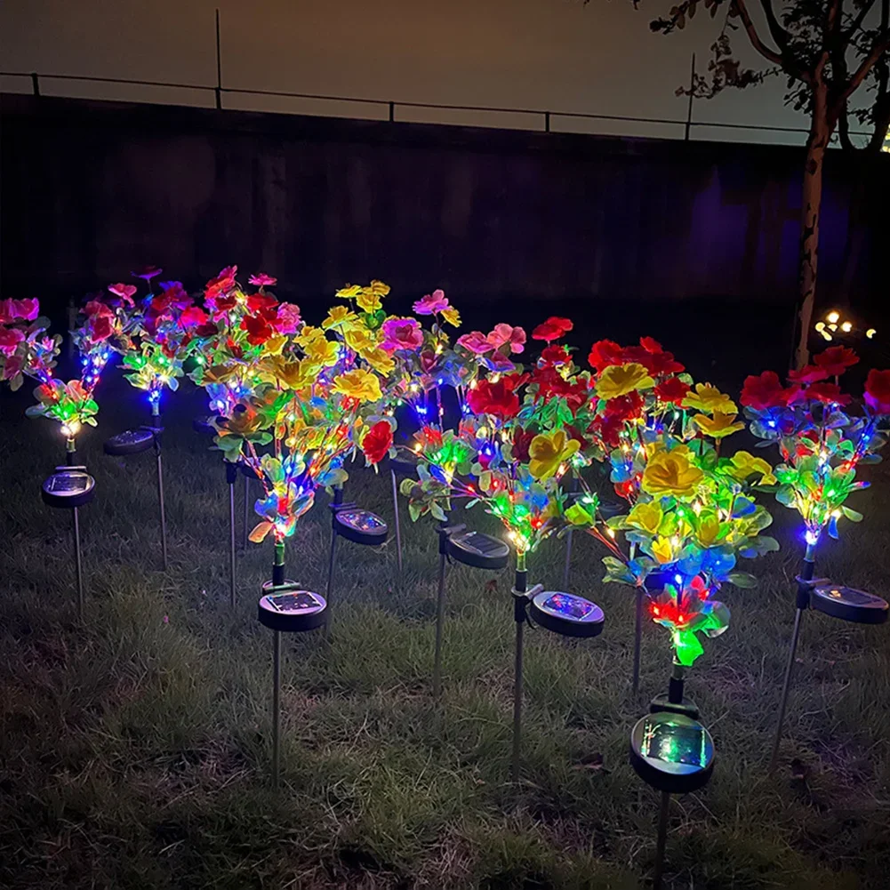 Lampes solaires à fleurs, 2 pièces, 42 ampoules LED de couleur, 2V, 300mAh, éclairage extérieur étanche, fournitures de fête Festive