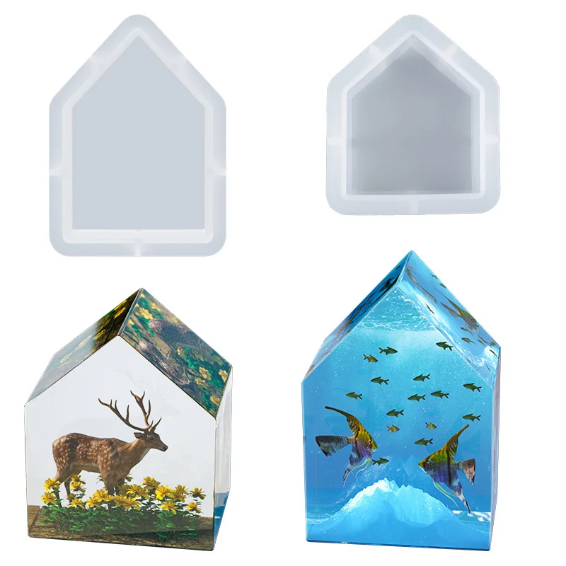 Cetakan Silikon dengan Bentuk Rumah Tiga Dimensi 3D Yang Terbuat dari Resin Epoksi Dapat Digunakan untuk Kerajinan Tangan dan Ornamen