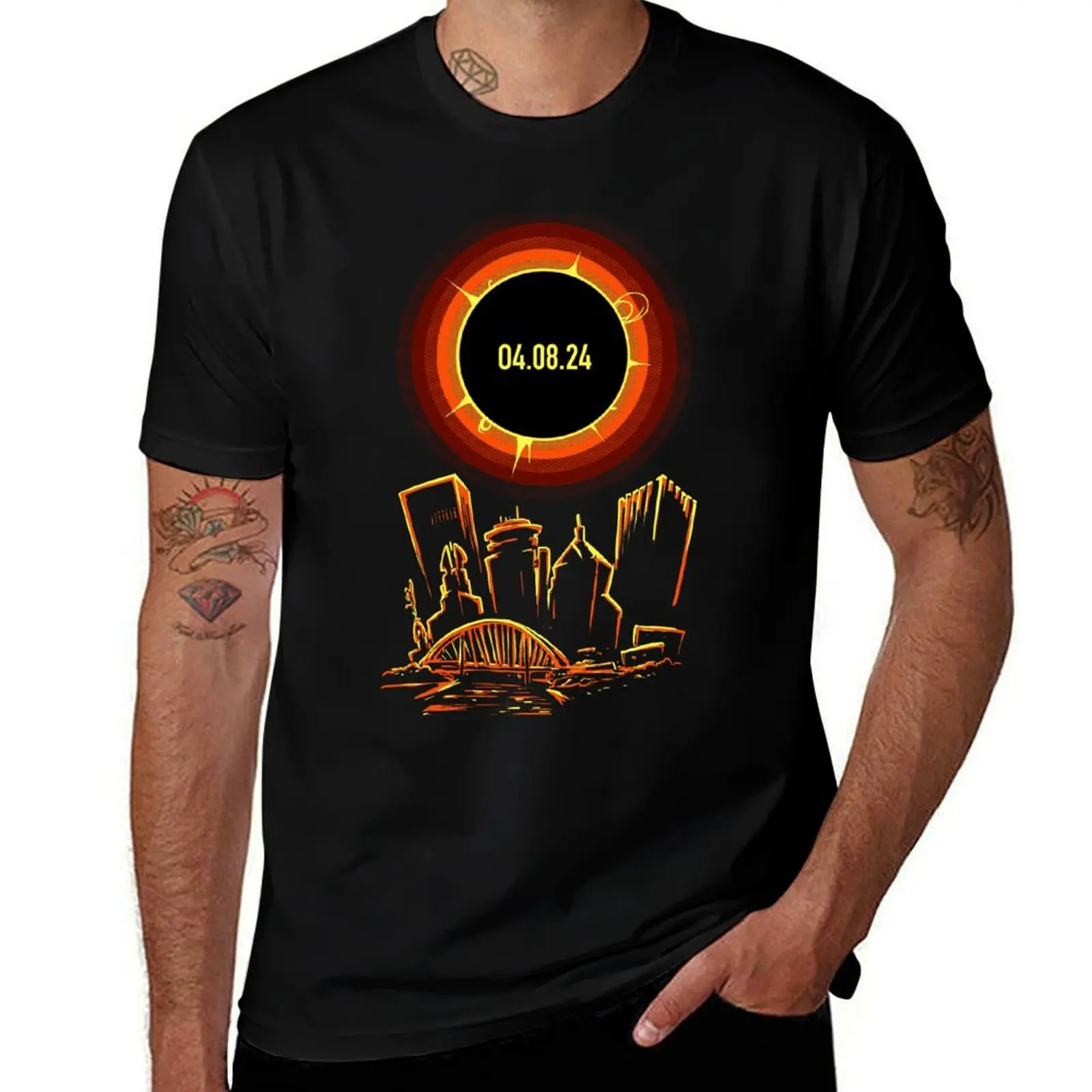 

ROC Eclipse 2024 T-Shirt topping Aesthetic clothing shirts graphic tee mens clothing