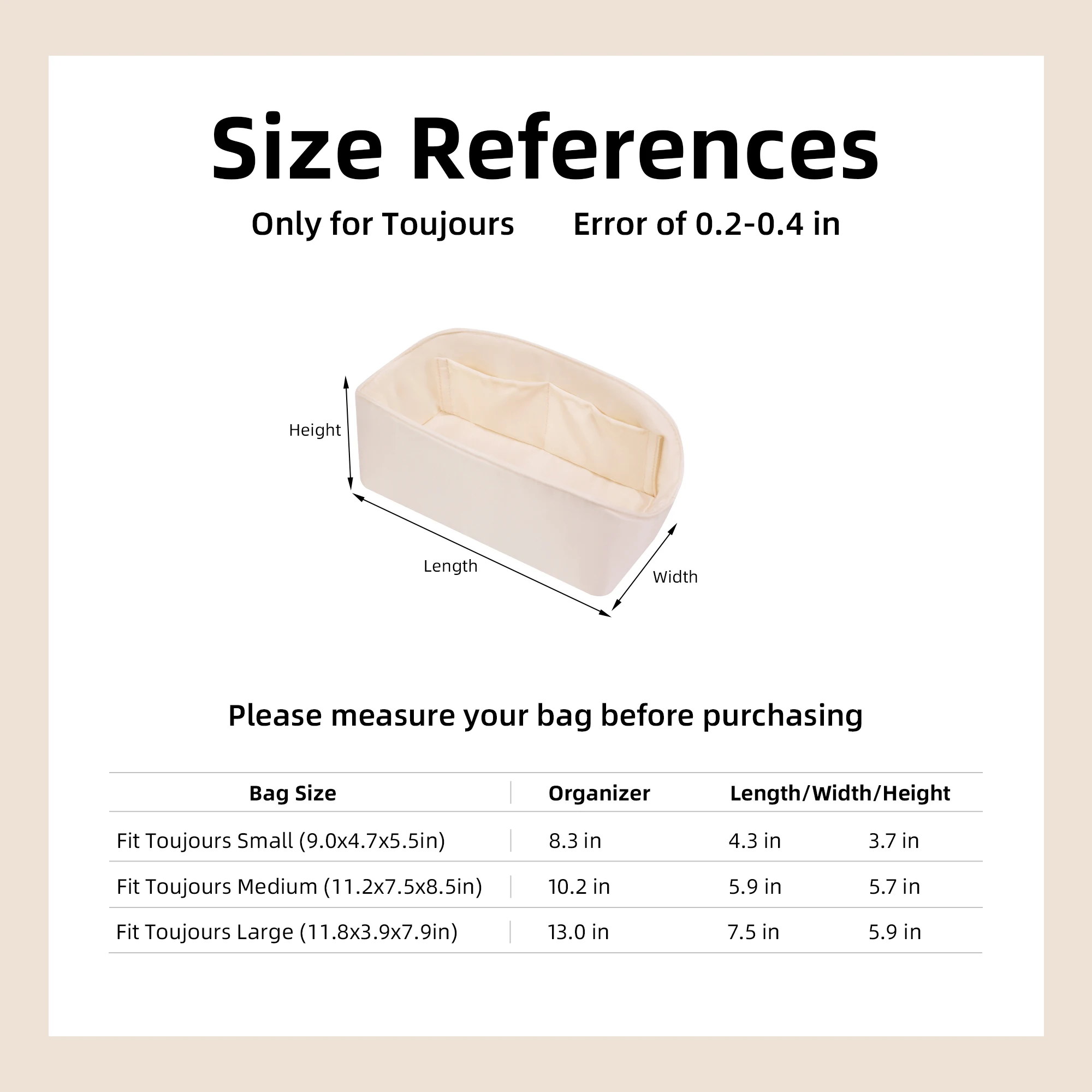 DGAZ Silk Purse Organizer Insert Fits Dior Toujours Bags，Silky Smooth Bag Organizer，Luxury Handbag & Tote Shaper view 6