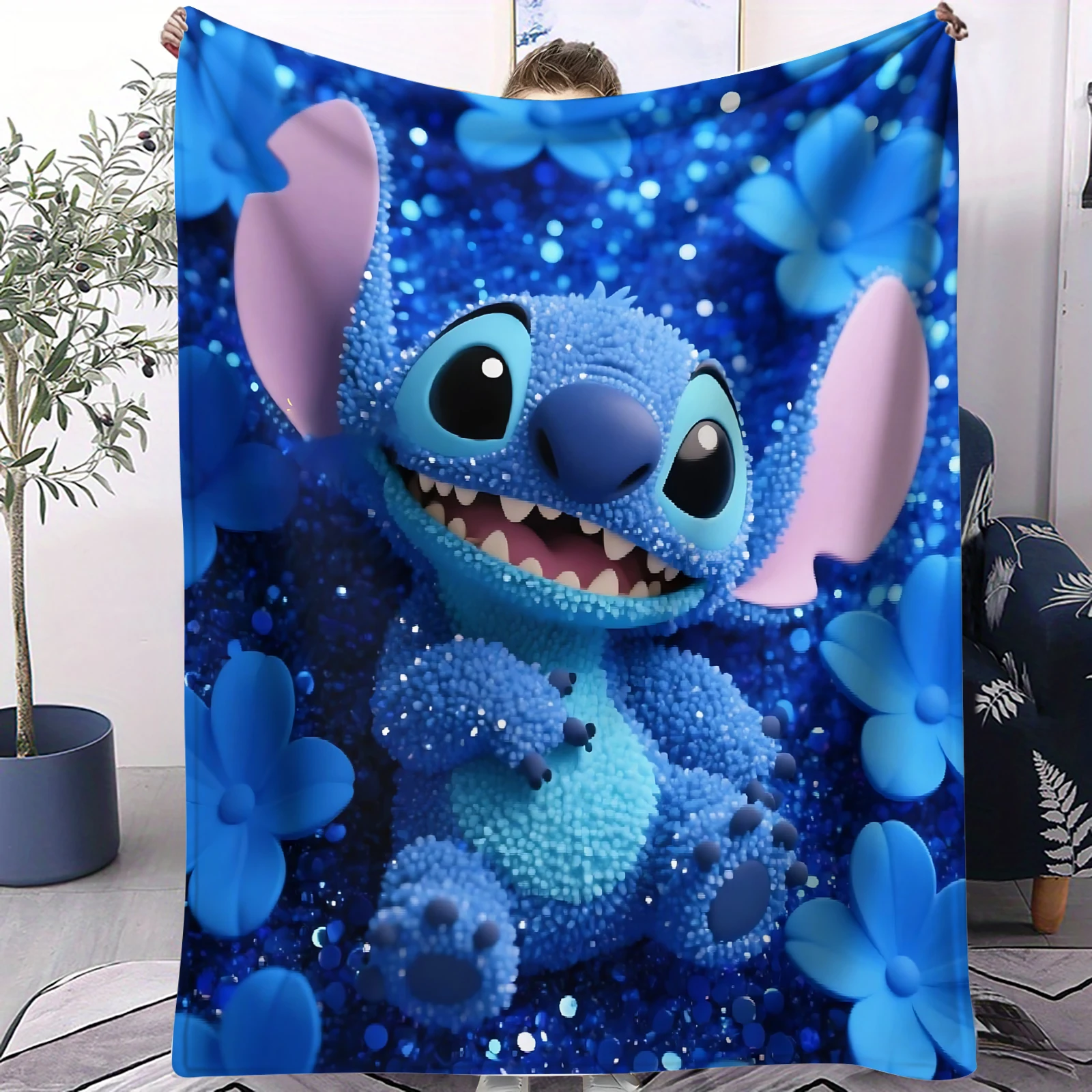 Couverture imprimée en point d'impression 3D, couverture de dessin animé mignon, moelleuse pour canapé d'enfants et adultes, couverture de déjeuner en peluche pour canapé-lit
