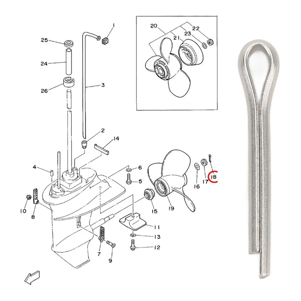 91490-30020-00 Outboard Propeller Silver Cotter Pin Split Pin 304 Stainless Steel Marine Cotter Pin Propeller Assembly