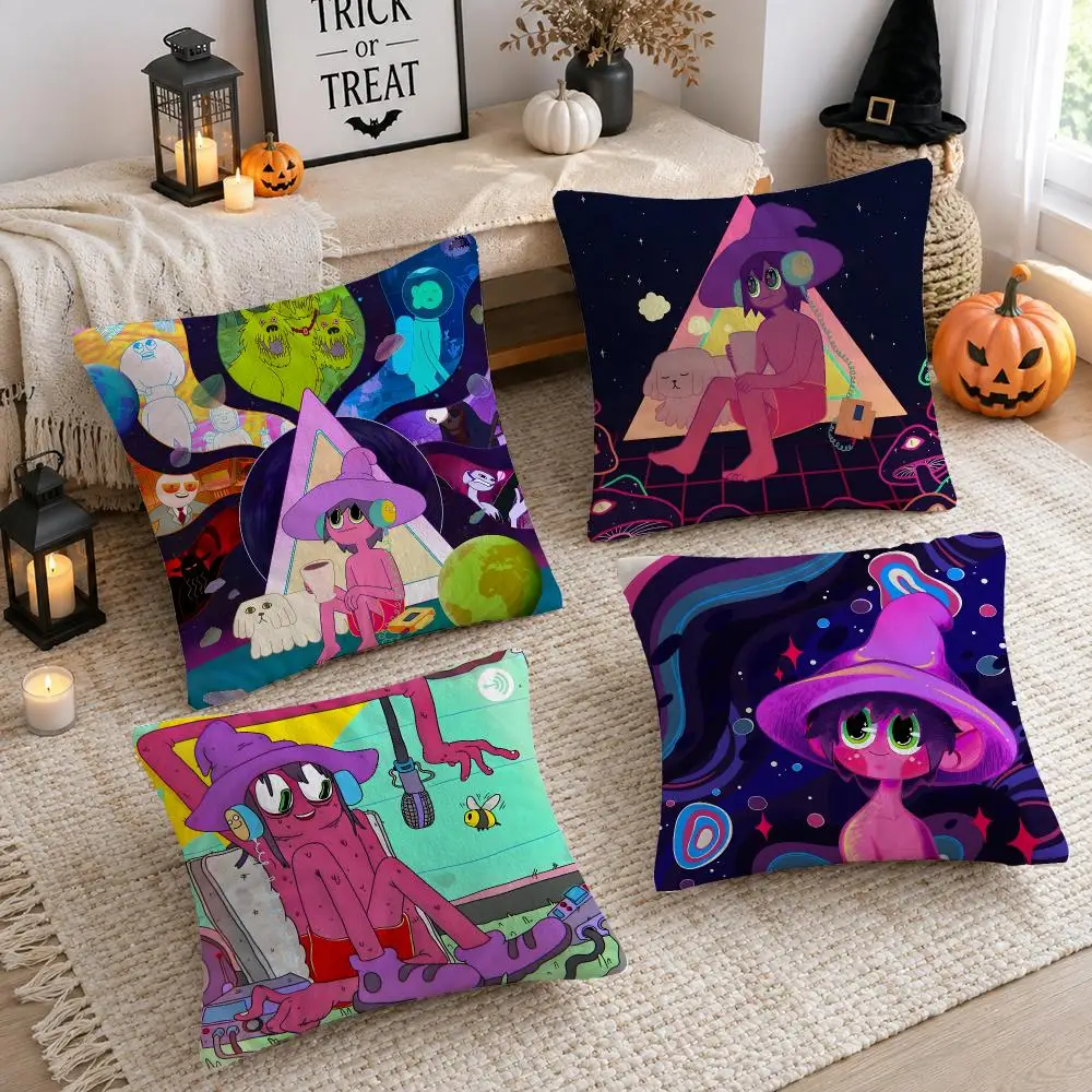 Cartoon The M-Midnight G-Gospel Cushion Cover Plush Decorative Pillow Case With Hidden Zipper Cutecore Room Decor For Home