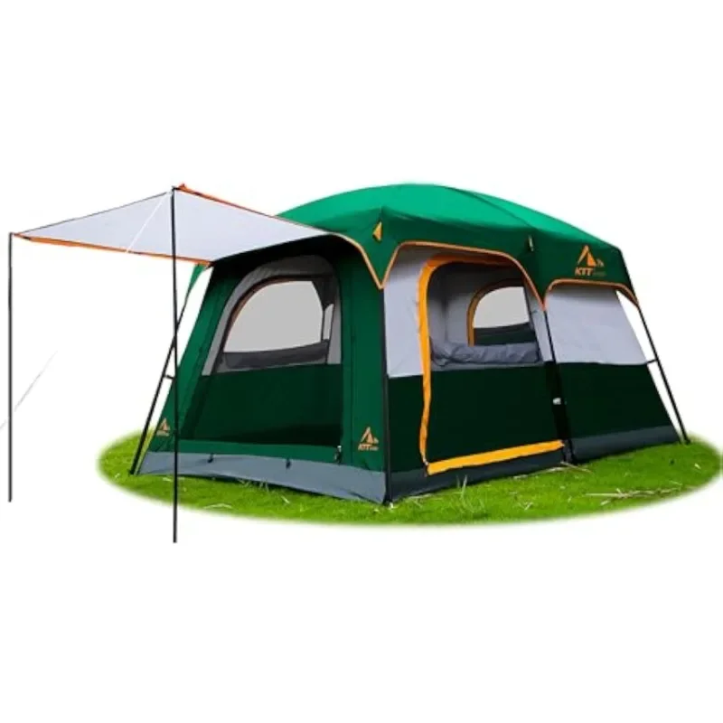 Large Tent 4 Person,Family Cabin Tents,Straight Wall,3 Doors and 3 Windows with Mesh,Waterproof,Big Tent for Outdoor