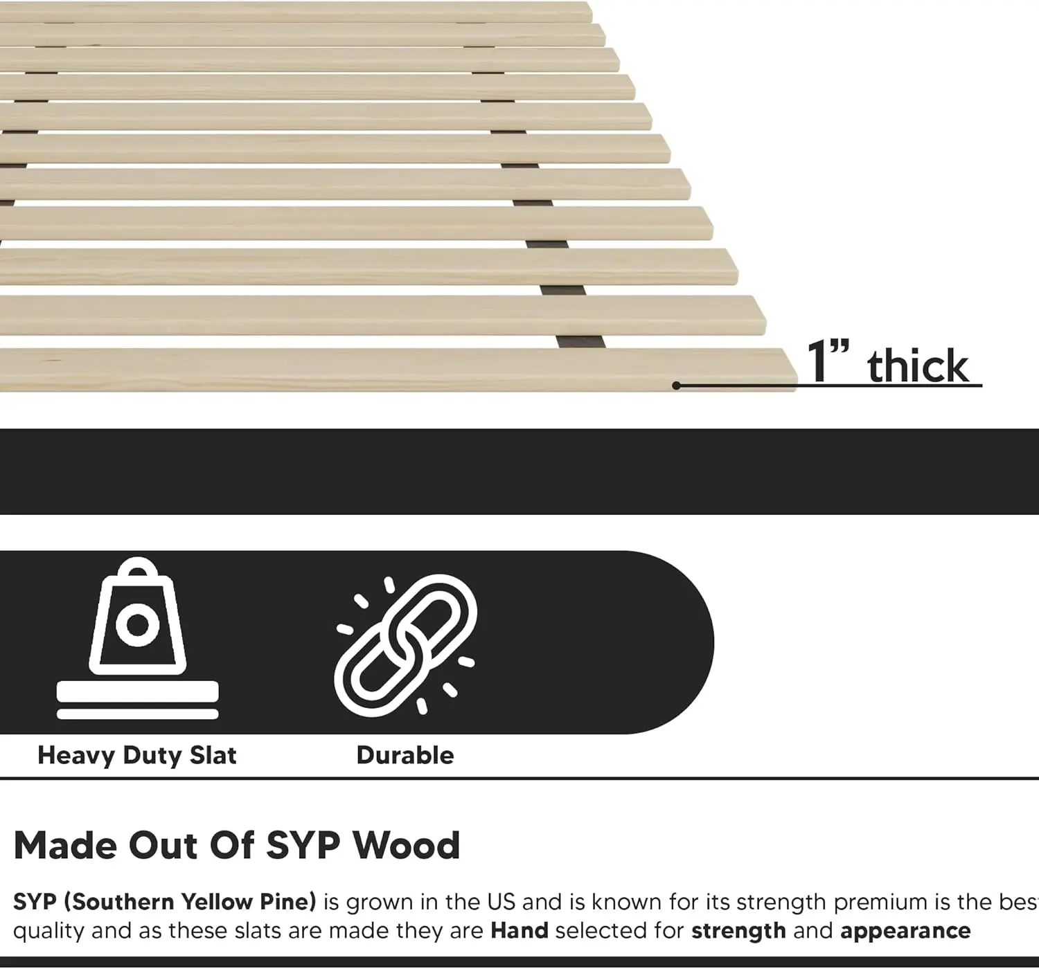 

, 1-H Extra Heavy Duty Horizontal Wooden Bunkie Board/Bed Slats, Twin(39""), Beige