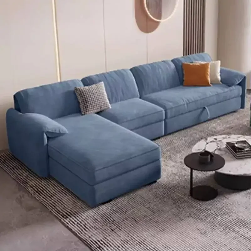 Light Blue Gray Living Room Sofas High Back Retro Boneless Bubble Living Room Sofas Cheap Cute Couch Wohnzimmer Furniture Home